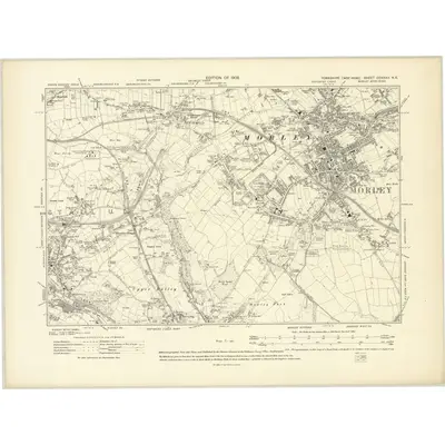 1905 Map of Yorkshire CCXXXII.NE, 1908 Print