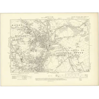 1905 Map of Yorkshire CCXXXII.SE, 1908 Print