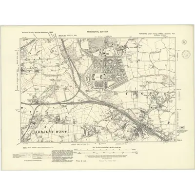 1938 Map of Yorkshire CCXXXIII.NW, 1945 Print