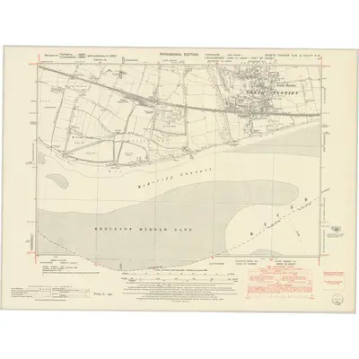 1950 Map of Yorkshire CCXXXIX.SW & CCLIVA.NW, 1953 Print