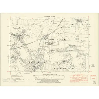 1950 Map of Yorkshire CCXXXV.NW, 1952 Print