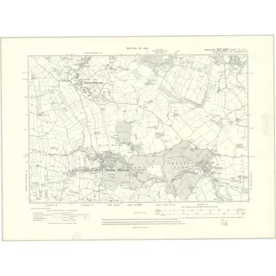 1907 Map of Yorkshire CI.SE, 1910 Print