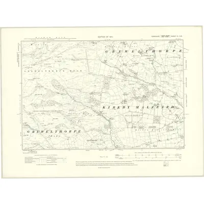 1907 Map of Yorkshire CI.SW, 1910 Print