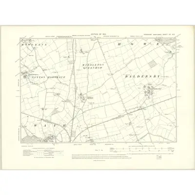 1908 Map of Yorkshire CII.NE, 1910 Print