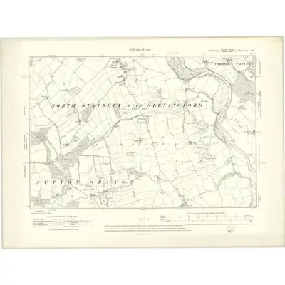 1908 Map of Yorkshire CII.SW, 1910 Print