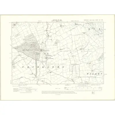 1909 Map of Yorkshire CIV.NW, 1913 Print