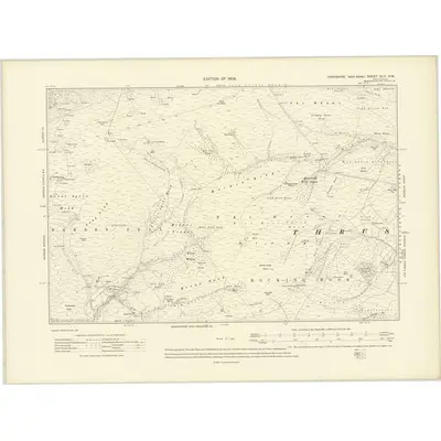 1907 Map of Yorkshire CLII.NW, 1909 Print