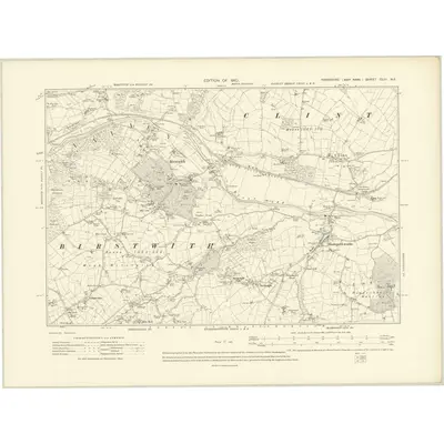 1907 Map of Yorkshire CLIII.NE, 1910 Print