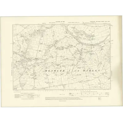 1907 Map of Yorkshire CLIII.NW, 1910 Print