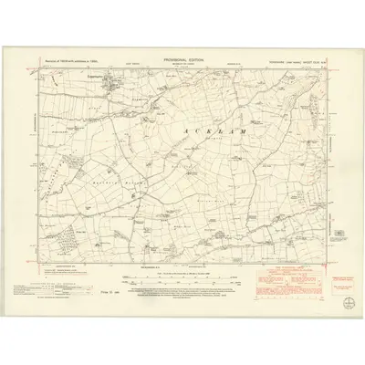 1950 Map of Yorkshire CLIX.NW, 1952 Print