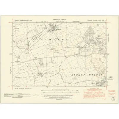 1950 Map of Yorkshire CLIX.SW, 1952 Print