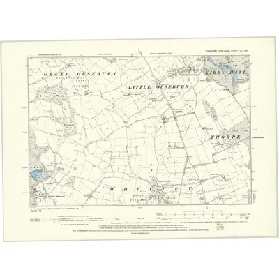 1892 Map of Yorkshire CLV.NE, 1895 Print