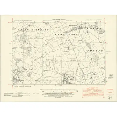 1950 Map of Yorkshire CLV.NE, 1952 Print