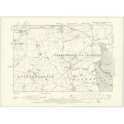 1892 Map of Yorkshire CLV.NW, 1895 Print