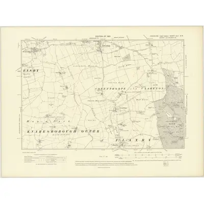 1907 Map of Yorkshire CLV.NW, 1910 Print