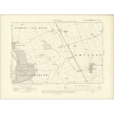 1907 Map of Yorkshire CLVI.NE, 1910 Print