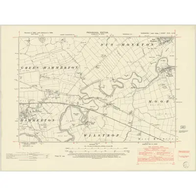 1950 Map of Yorkshire CLVI.SW, 1953 Print