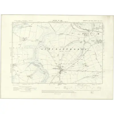 1909 Map of Yorkshire CLX.NW, 1912 Print