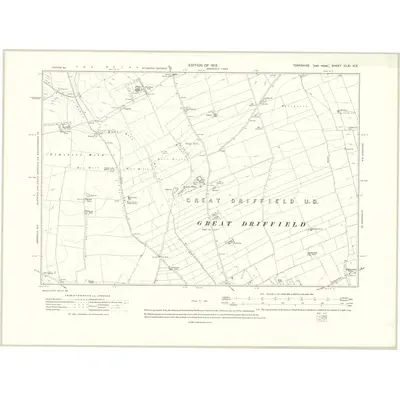 1909 Map of Yorkshire CLXI.NE, 1912 Print