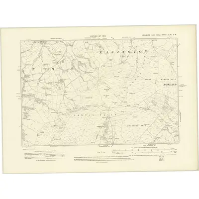 1907 Map of Yorkshire CLXV.SW, 1910 Print