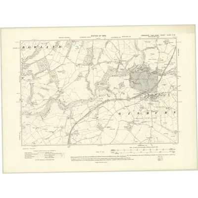 1907 Map of Yorkshire CLXVI.SW, 1909 Print