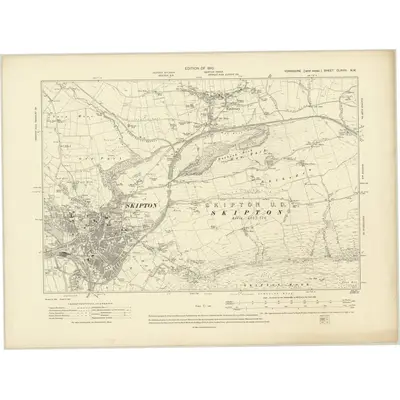 1907 Map of Yorkshire CLXVIII.NW, 1910 Print