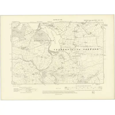 1907 Map of Yorkshire CLXX.NW, 1910 Print