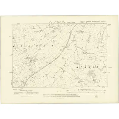 1907 Map of Yorkshire CLXXI.SW, 1910 Print