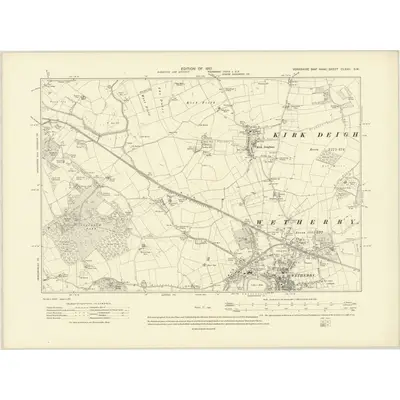1907 Map of Yorkshire CLXXII.SW, 1910 Print