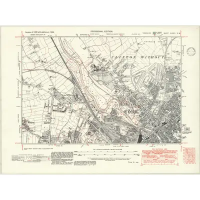 1938 Map of Yorkshire CLXXIV.NW, 1946 Print