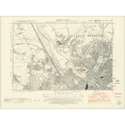 1950 Map of Yorkshire CLXXIV.NW, 1952 Print