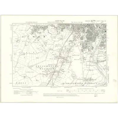 1907 Map of Yorkshire CLXXIV.SW, 1910 Print