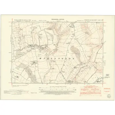 1950 Map of Yorkshire CLXXVI.NE, 1952 Print