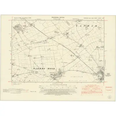 1950 Map of Yorkshire CLXXVI.SW, 1953 Print