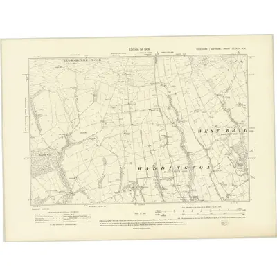 1907 Map of Yorkshire CLXXXII.NW, 1909 Print
