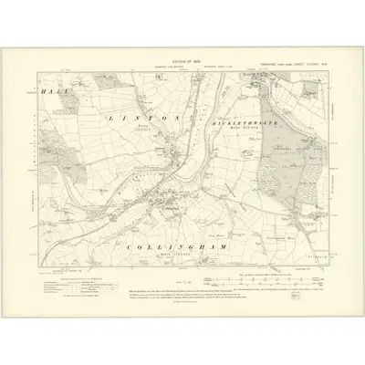 1907 Map of Yorkshire CLXXXIX.NW, 1909 Print