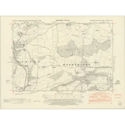 1950 Map of Yorkshire CLXXXIX.SW, 1953 Print