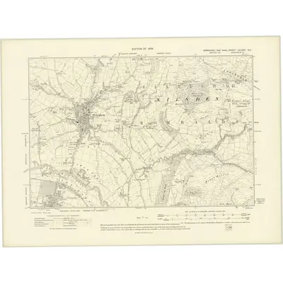 1906 Map of Yorkshire CLXXXV.NE, 1909 Print