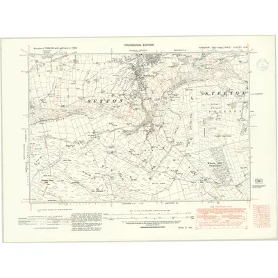 1938 Map of Yorkshire CLXXXV.SW, 1947 Print