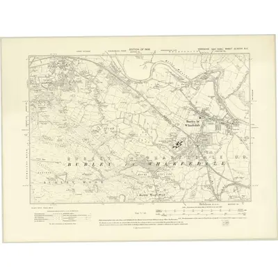 1906 Map of Yorkshire CLXXXVI.NE, 1909 Print