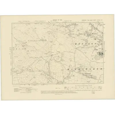 1906 Map of Yorkshire CLXXXVI.SE, 1909 Print