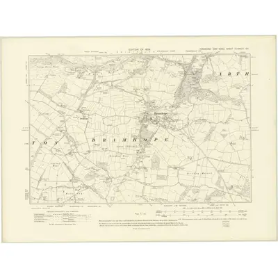 1906 Map of Yorkshire CLXXXVII.SE, 1909 Print