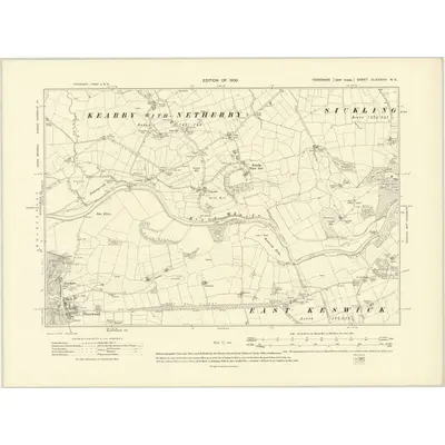1906 Map of Yorkshire CLXXXVIII.NE, 1909 Print