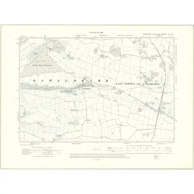 1910 Map of Yorkshire CV.NE, 1913 Print