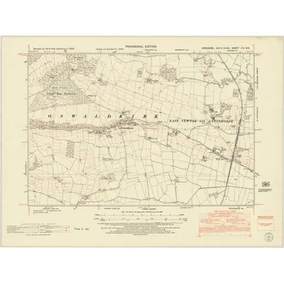 1950 Map of Yorkshire CV.NE, 1952 Print
