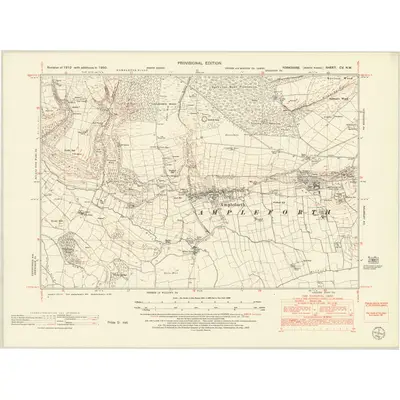 1950 Map of Yorkshire CV.NW, 1952 Print