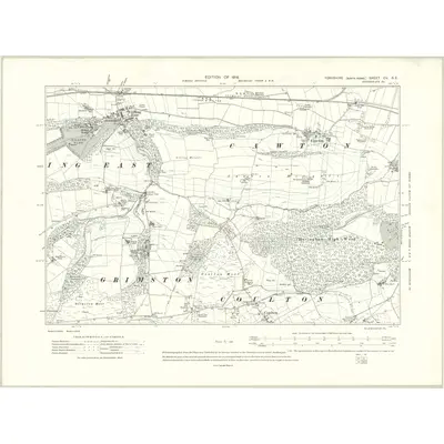 1909 Map of Yorkshire CV.SE, 1914 Print