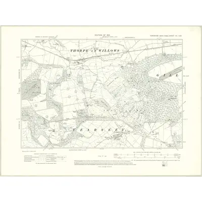 1909 Map of Yorkshire CV.SW, 1913 Print