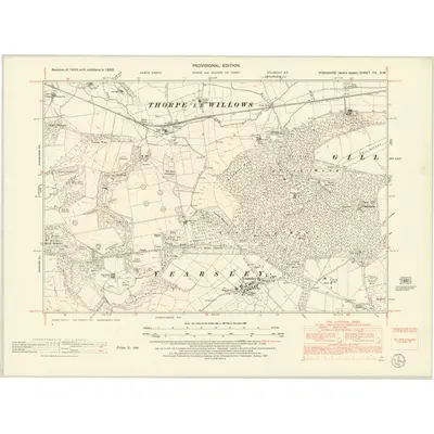 1950 Map of Yorkshire CV.SW, 1952 Print