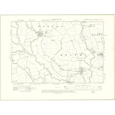 1910 Map of Yorkshire CVI.NE, 1912 Print